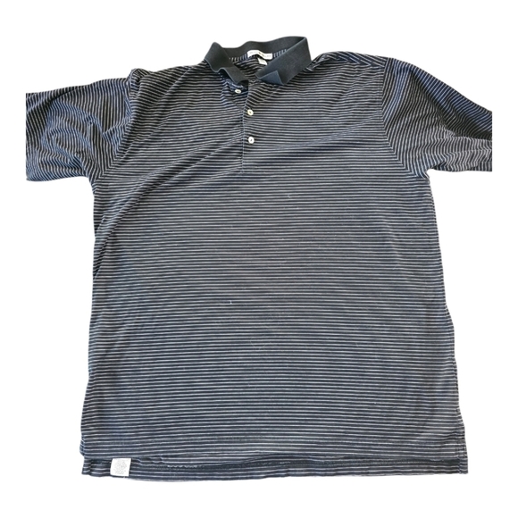 Peter Millar Polo Shirt Mens XL Striped Black White Hi-low Stretch Athlethic - Picture 1 of 10